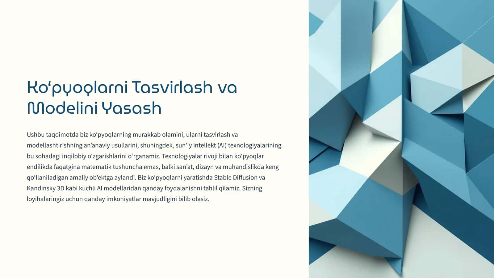 Ko‘pyoqlarni Tasvirlash va Modelini Yasash 1