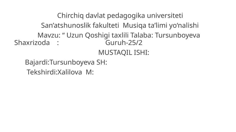 Uzun Qo'shig 1