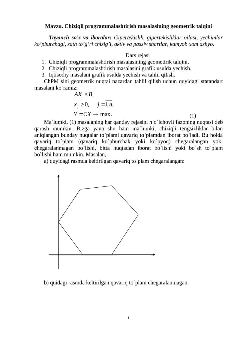 Chiziqli Programmalashtirish 1