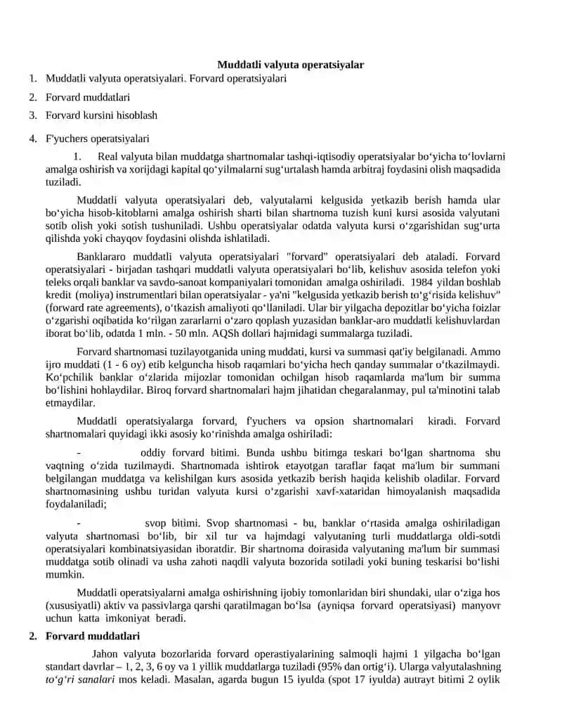 Muddatli valyuta operatsiyalari