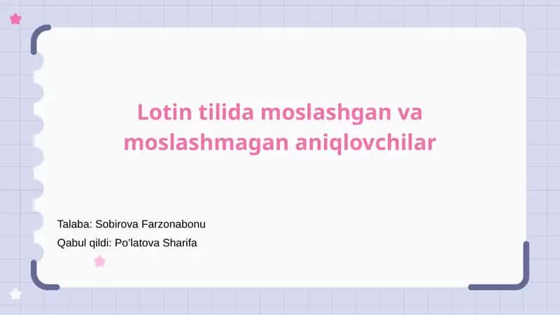 Lotin tilida aniqlovchilar 1