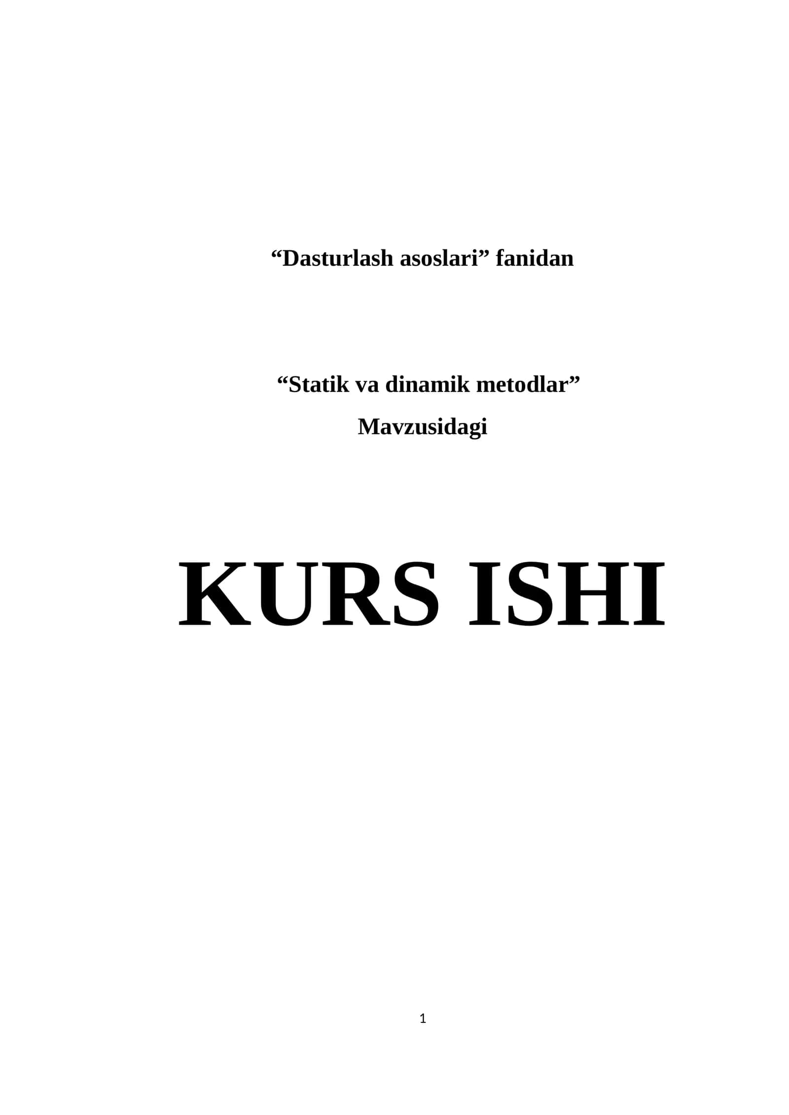 Statik va dinamik metodlar 1