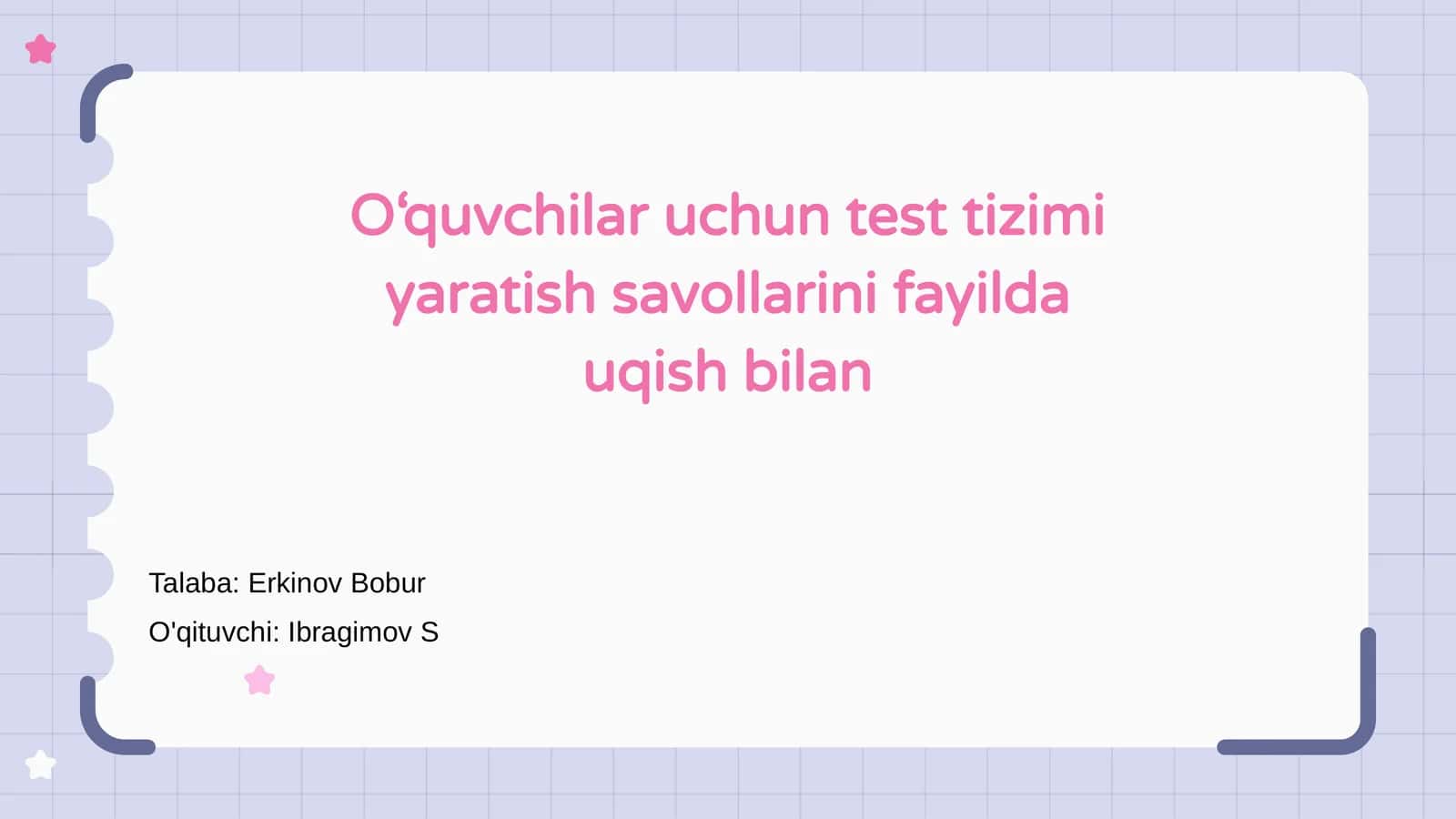 Test tizimi uchun savollar 1