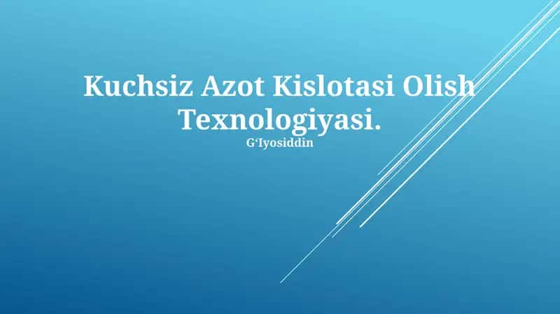 Kuchsiz Azot Kislotasi Olish Texnologiyasi 1