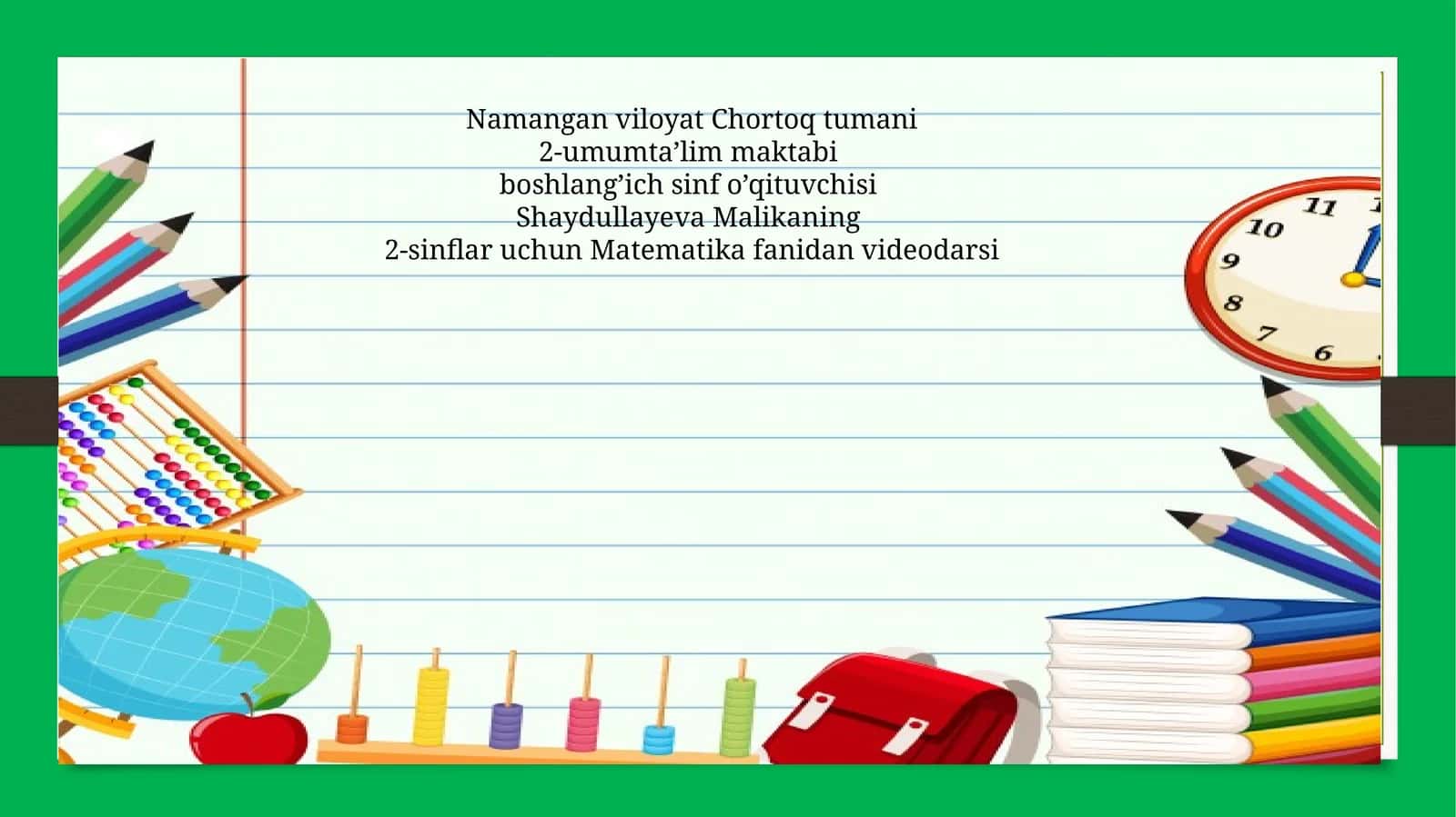 Matematika fanidan videodarsi 1