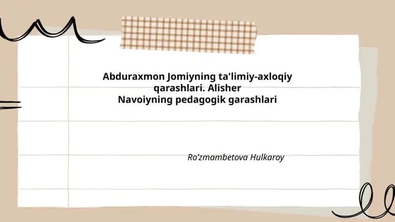 Abduraxmon Jomiyning ta'lim tarbiyasi 1