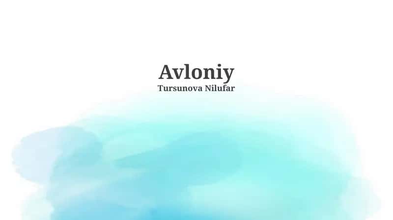 Avloniy hayoti va ijodi 1