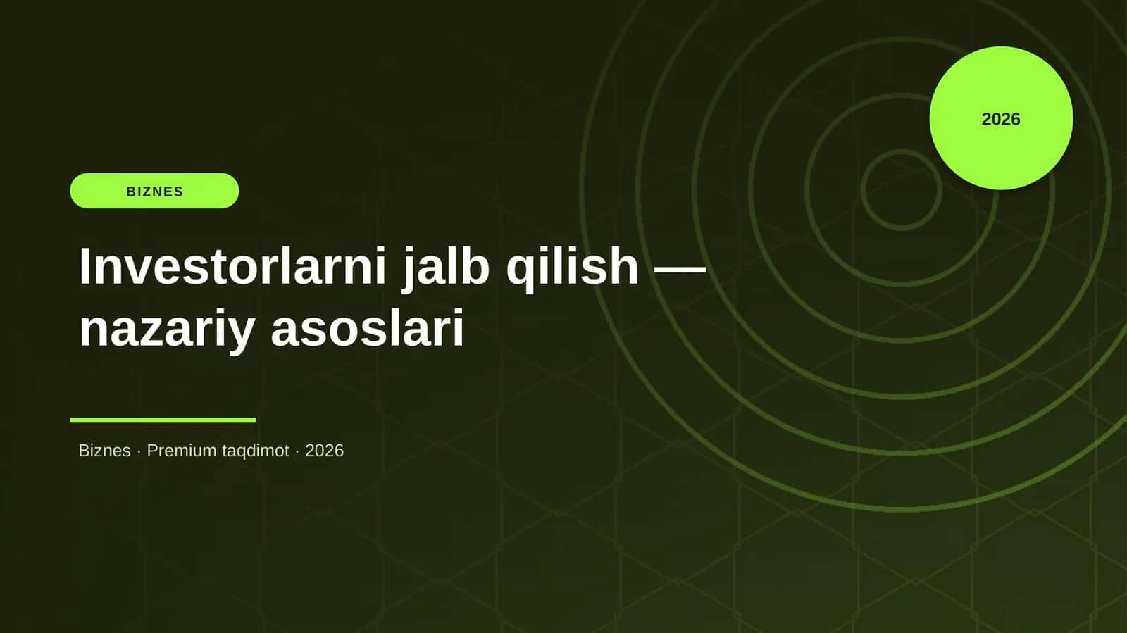 Investorlarni jalb qilish — nazariy asoslari 1