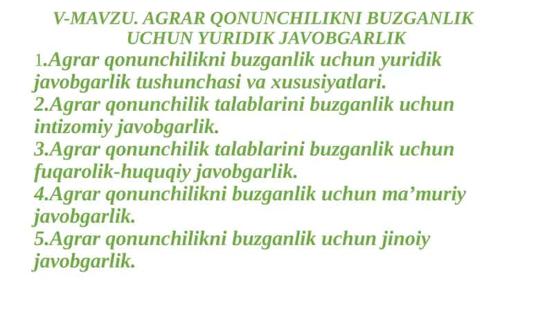 Agrar Qonunchilikni Buzganlikuchun Yuridik Javobgarlik 1