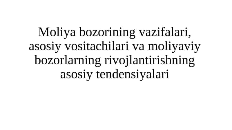Moliyabozorining vazifalari 1