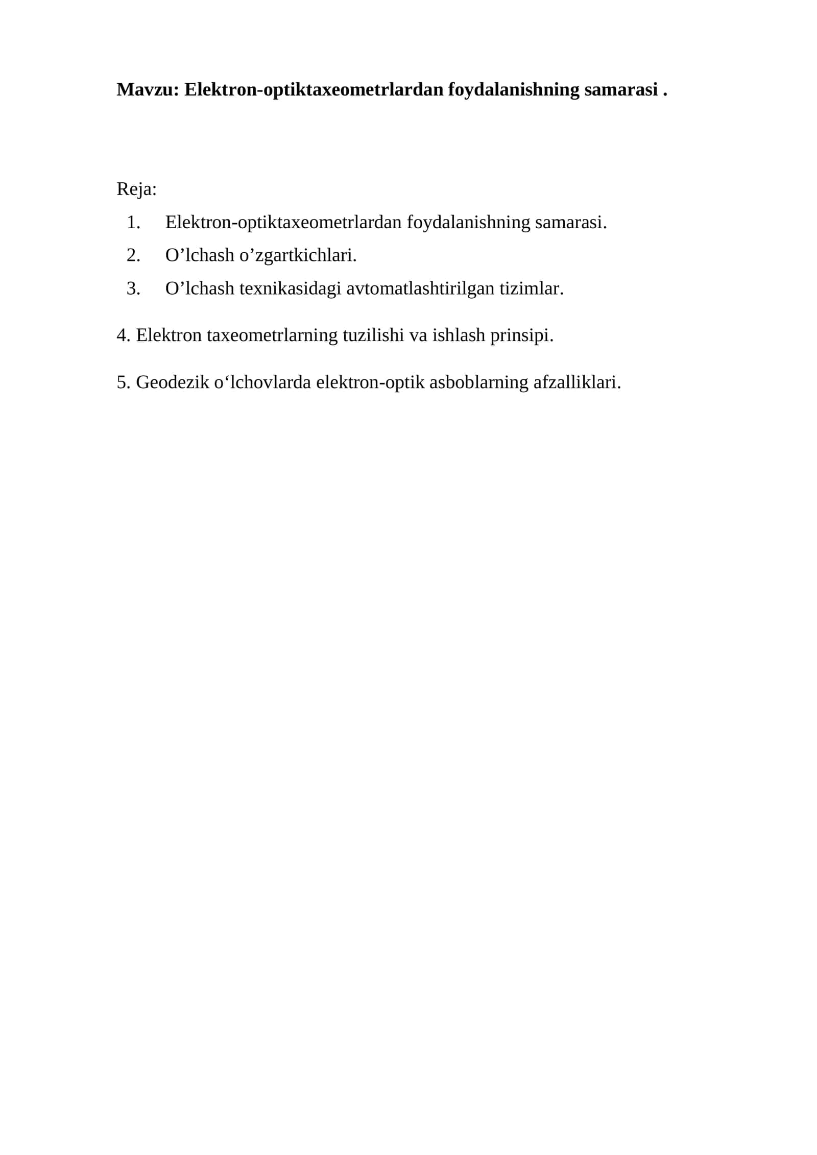 Elektron-optiktaxeometrlardan foydalanishning samarasi 1