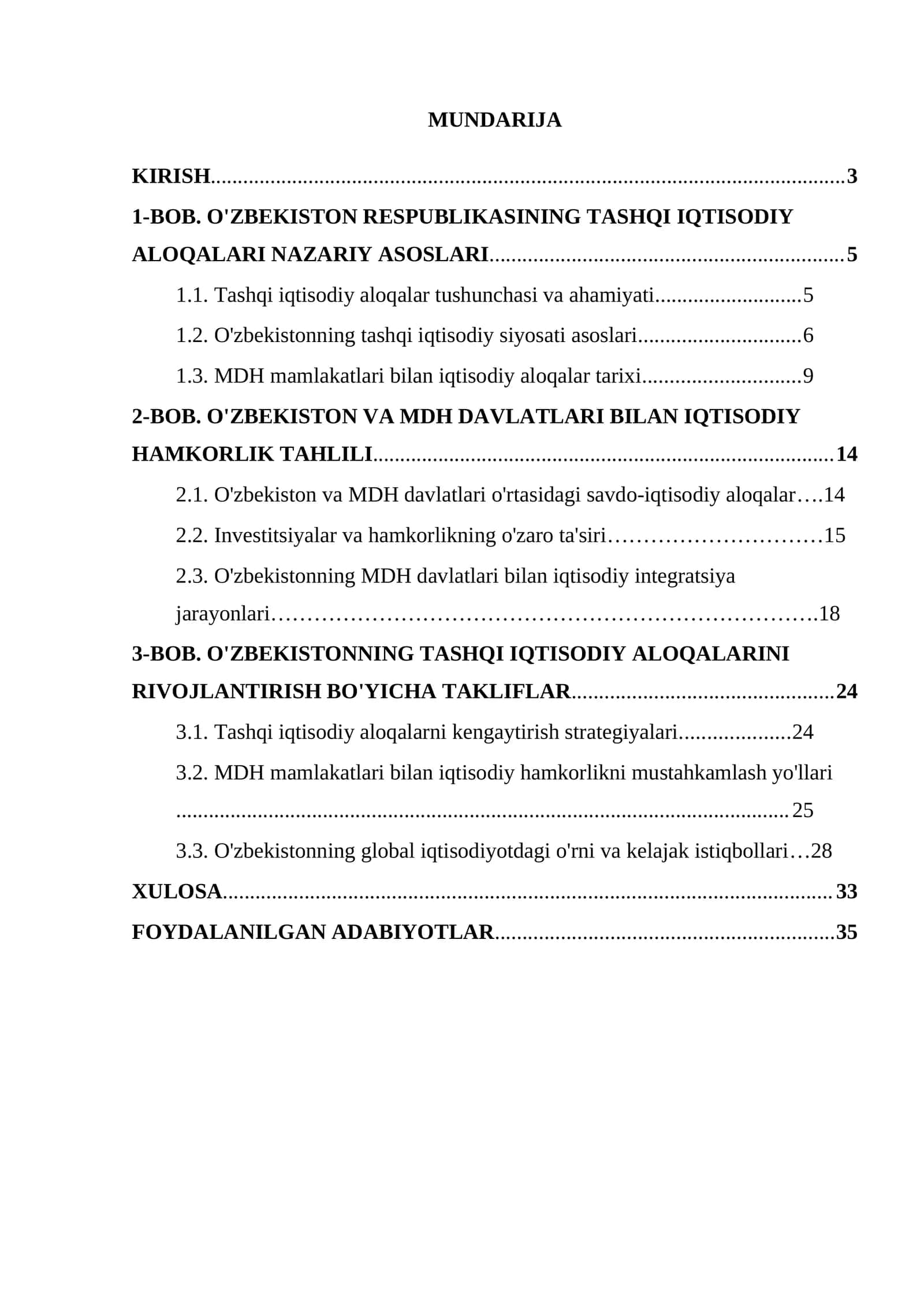 O'ZBEKISTON RESPUBLIKASINING TASHQI IQTISODIY ALOQALARI NAZARIY ASOSLARI 1