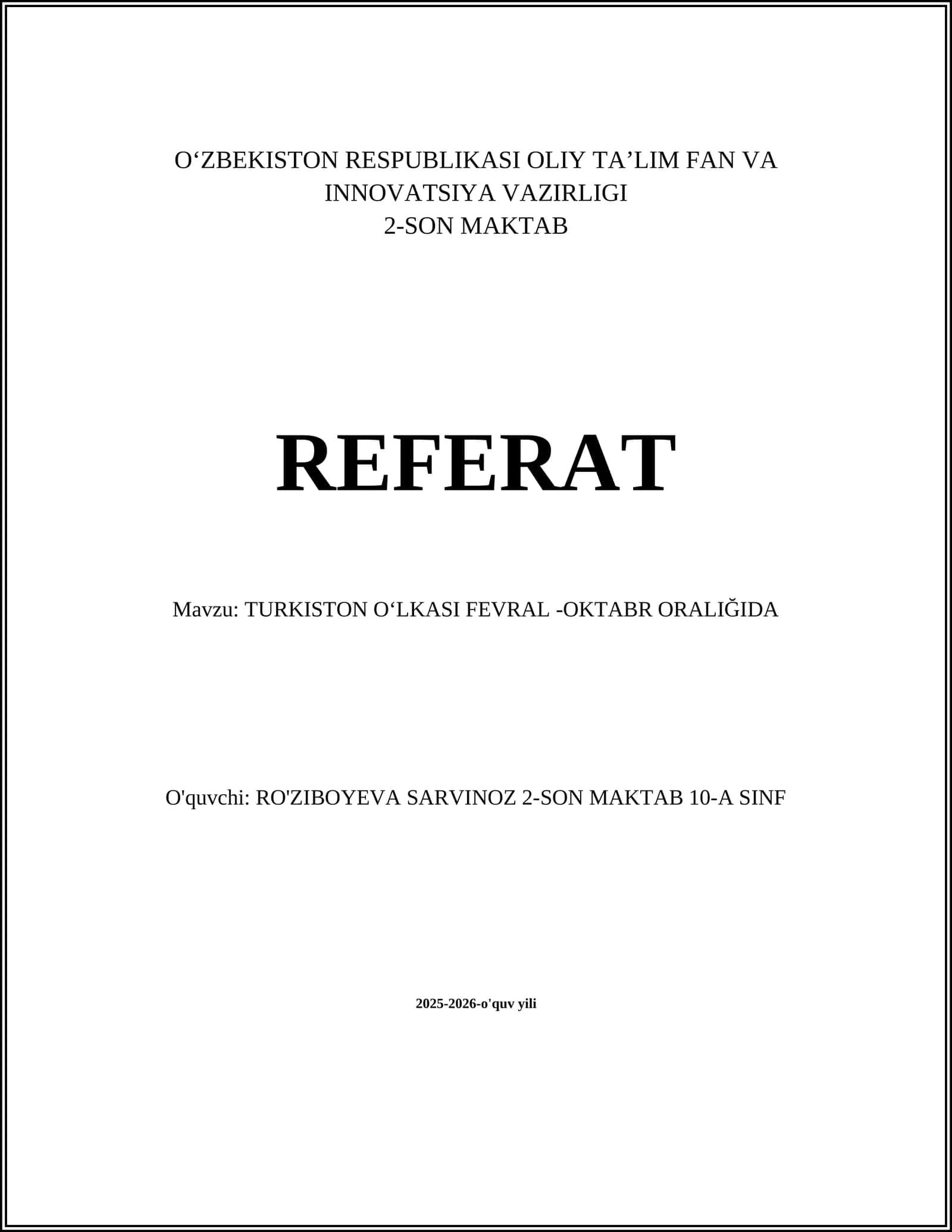 TURKISTON OʻLKASI FEVRAL -OKTABR ORALIĞIDA 1