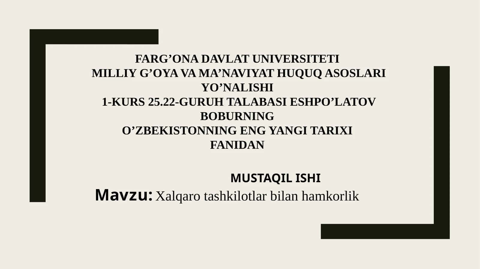 Xalqarotashkilotlar bilan hamkorlik 1