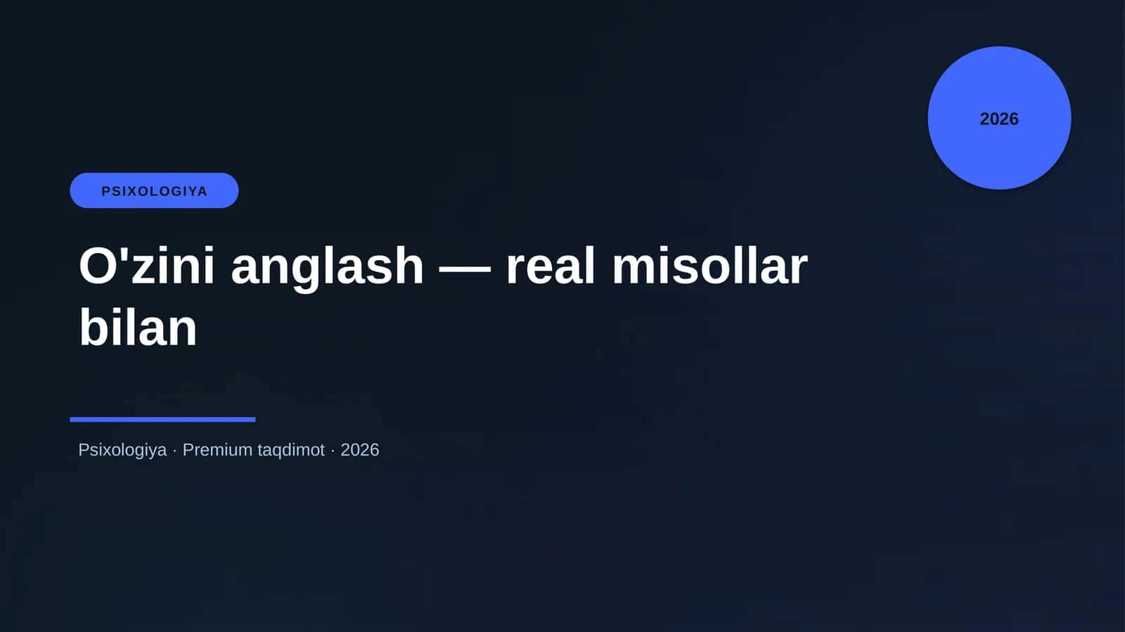 O'zini anglash — real misollar bilan 1