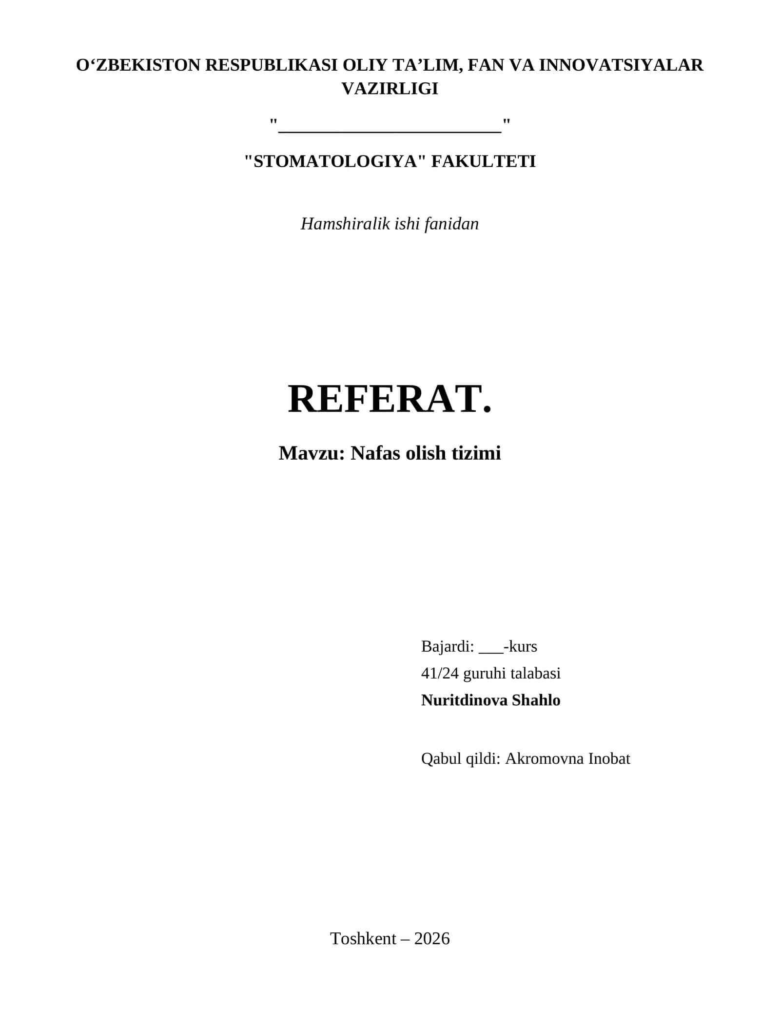 Nafas olish tizimi 1