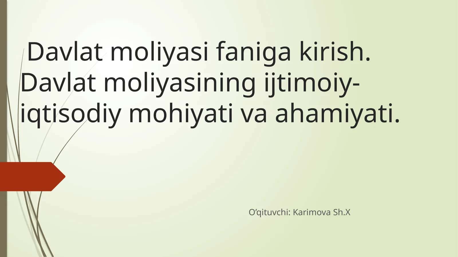 Davlat moliyasi faniga kirish 1