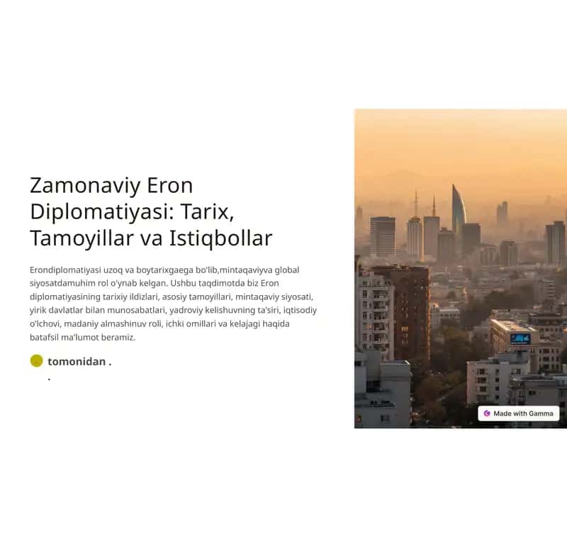 Zamonaviy Eron Diplomatiyasi: Tarix, Tamoyillar va Istiqbollar 1