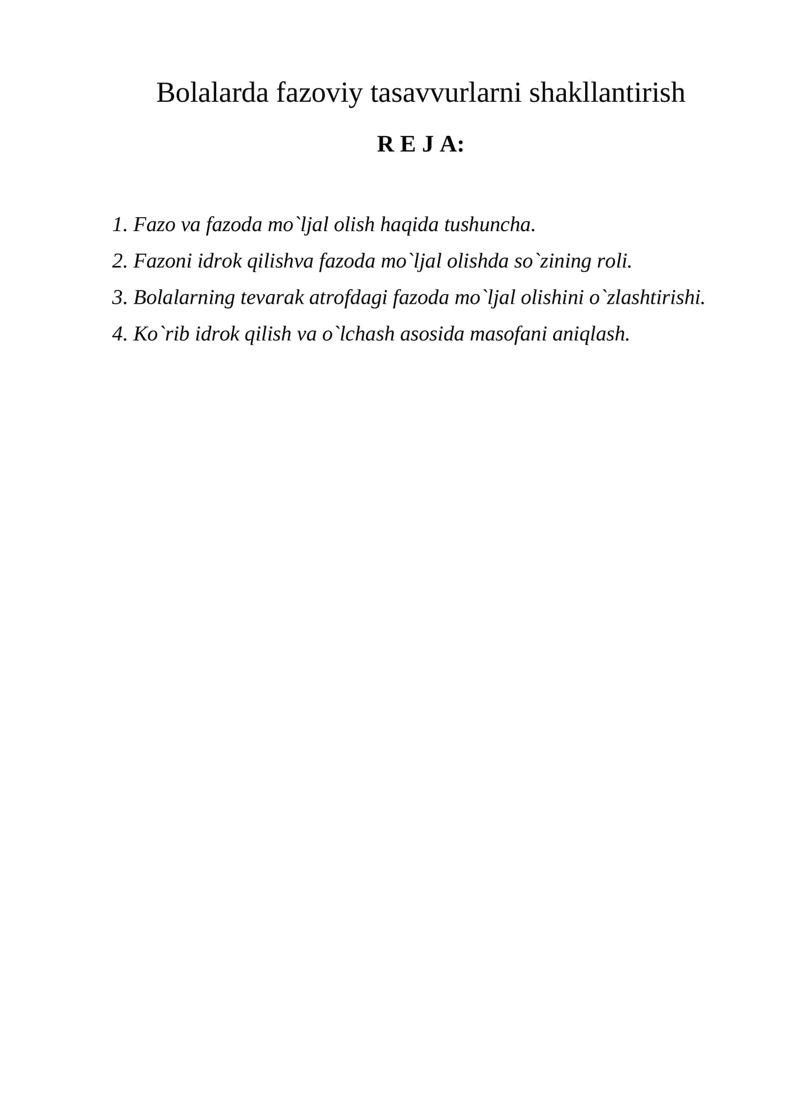 Bolalarda fazoviy tasavvurlarni shakllantirish 1