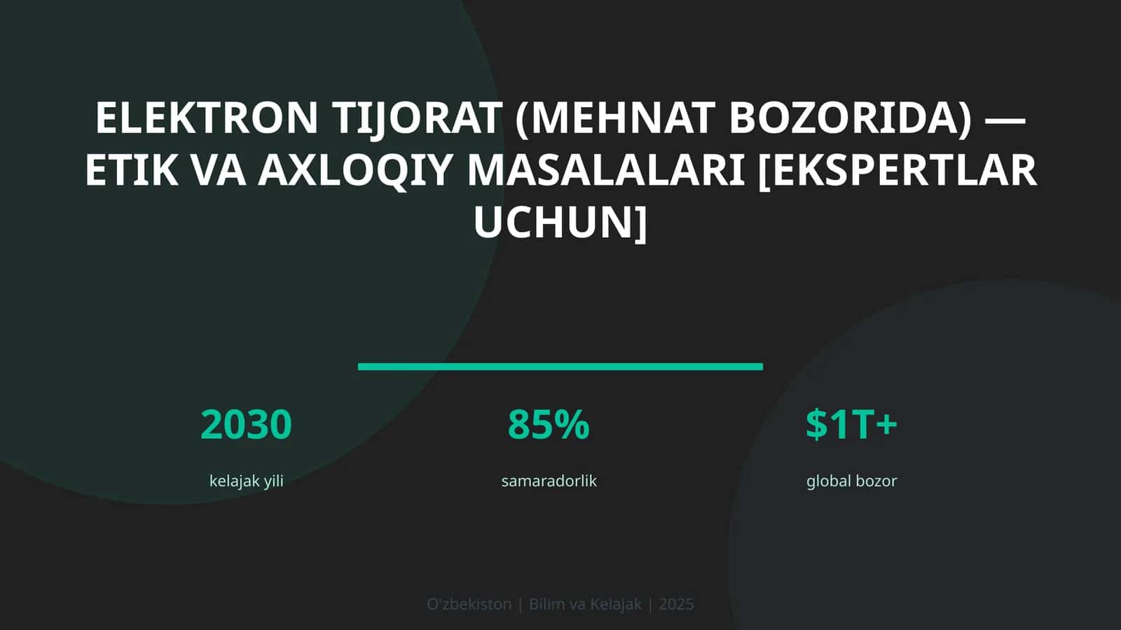 Elektron tijorat (mehnat bozorida) — etik va axloqiy masalalari [ekspertlar uchun] 1