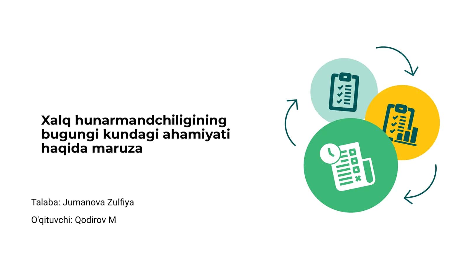 Xalq hunarmandchiligining bugungi kundagi ahamiyati haqida maruza 1