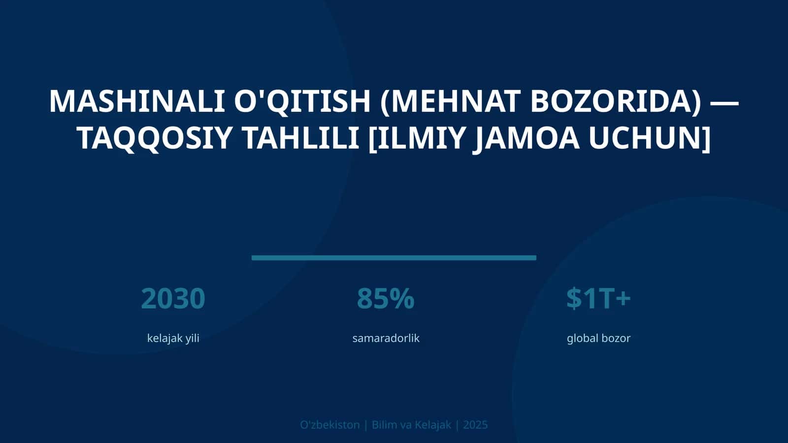 Mashinali o'qitish (mehnat bozorida) — taqqosiy tahlili [ilmiy jamoa uchun] 1