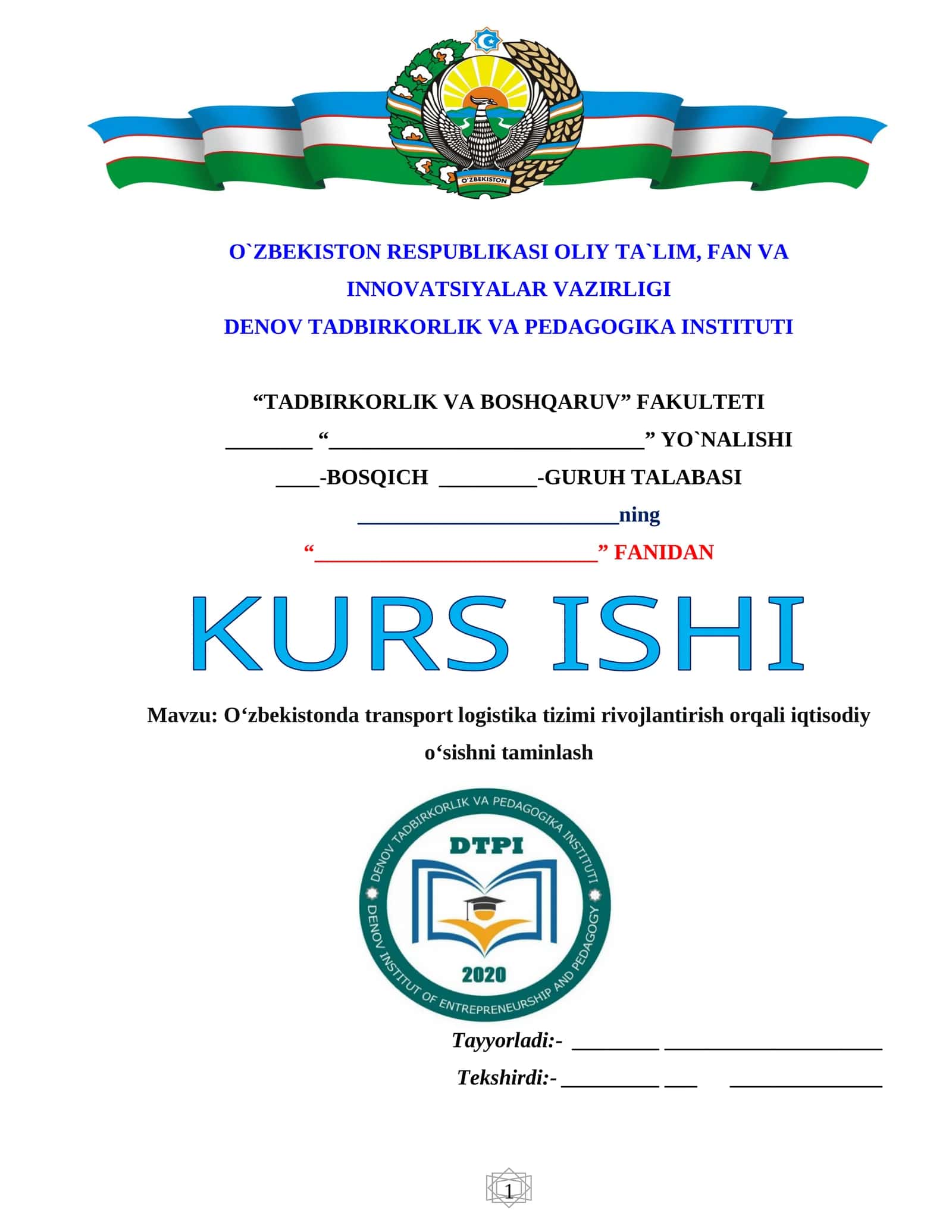 O‘zbekistonda transport-logistika tizimining nazariy asoslari 1