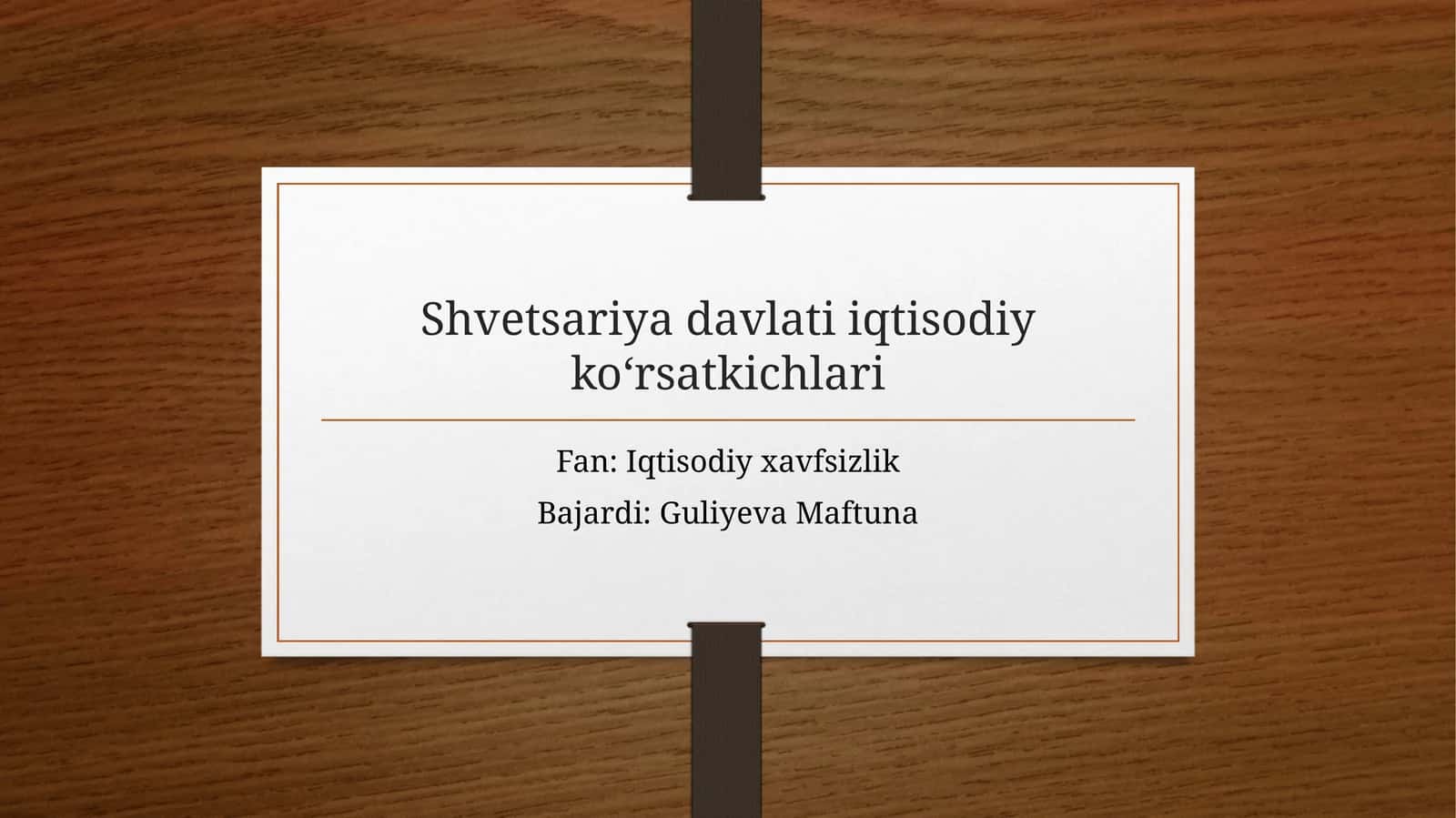Shvetsariya davlati iqtisodiy ko‘rsatkichlari 1