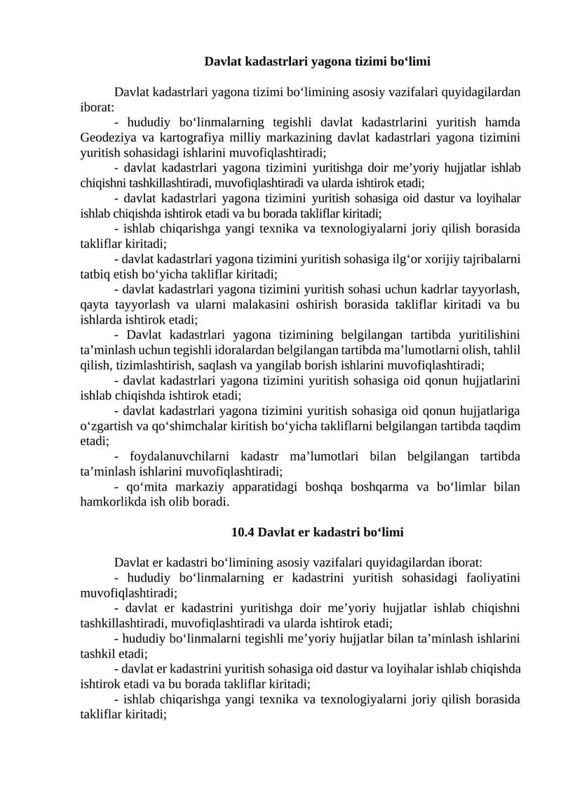 Davlat kadastrlari yagona tizimi bo‘limi 1