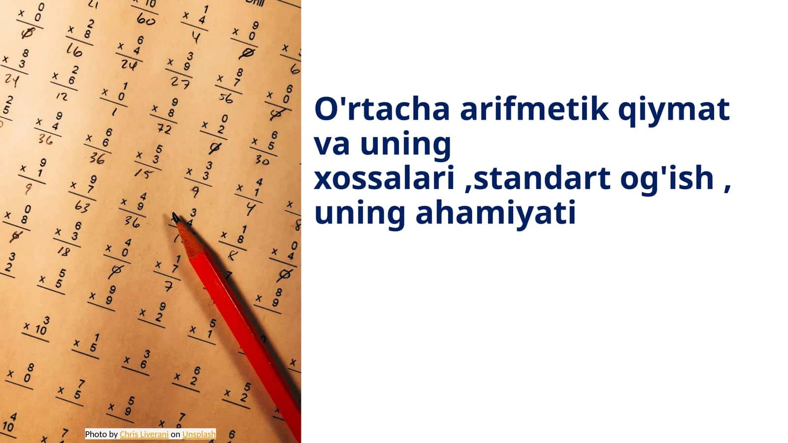 O'rtacha arifmetik qiymat va uning xossalari,standart og'ish, uning ahamiyati 1