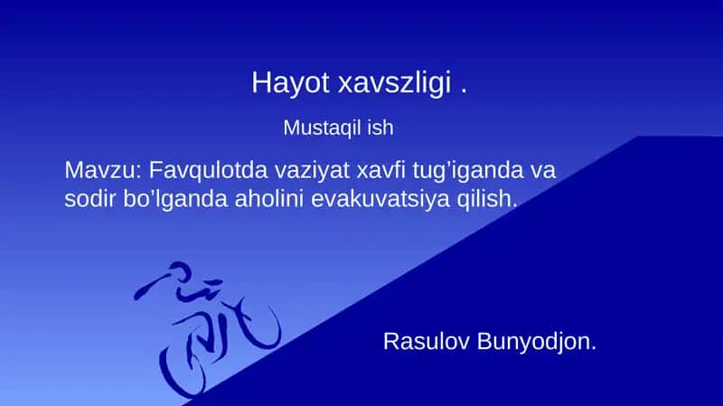 Favqulodda Vaziyatlar Xavfi Tug’iganda Evakuatsiya 1