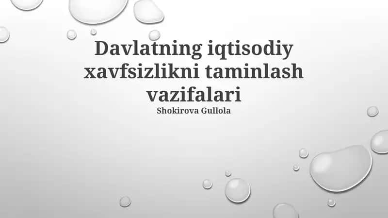 Davlatning iqtisodiy xavfsizlikni taminlash vazifalari 1