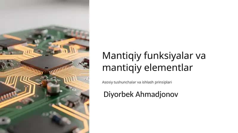 Mantiqiy funksiyalar va mantiqiy elementlar 1