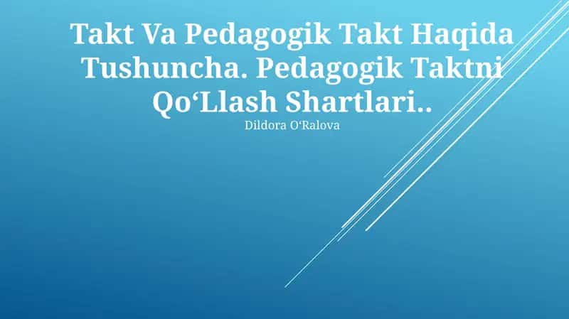 Takt Va Pedagogik Takt Haqida Tushuncha 1