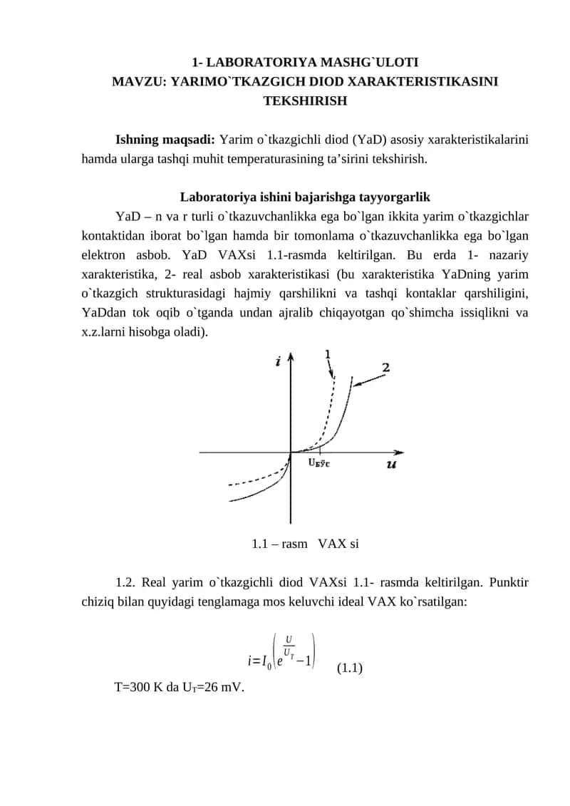 Yarimo`tkazgich Diod 1