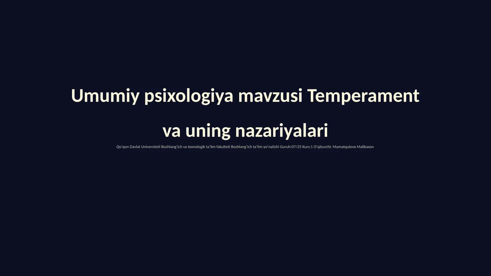 Temperament va uning nazariyalari 1