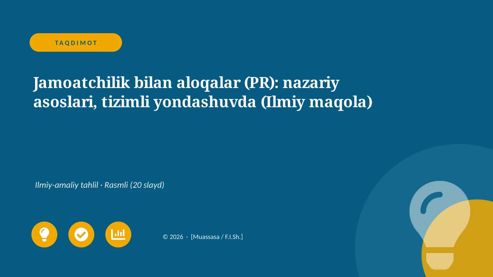 Jamoatchilik bilan aloqalar (PR) 1