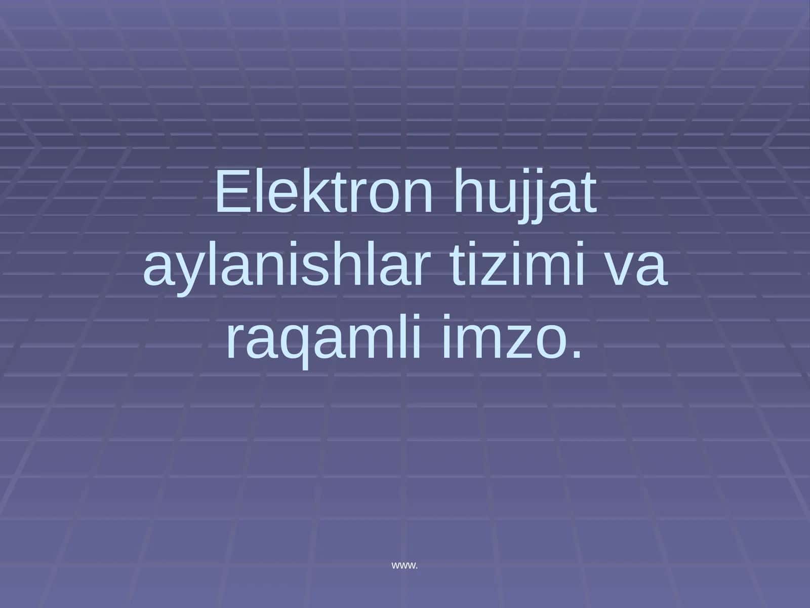 Elektron hujjat aylanishlar tizimi va raqamli imzo 1