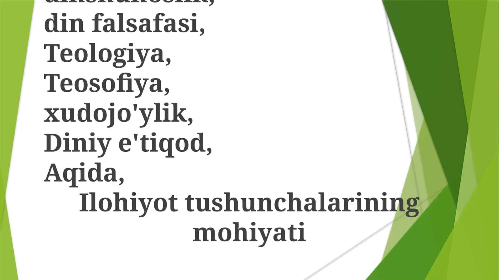Din, dinshunoslik, dinfalsafasi, Teologiya, Teosofiya, xudojo'ylik, Diniye'tiqod, Aqida, Ilohiyottushunchalariningmohiyati 1