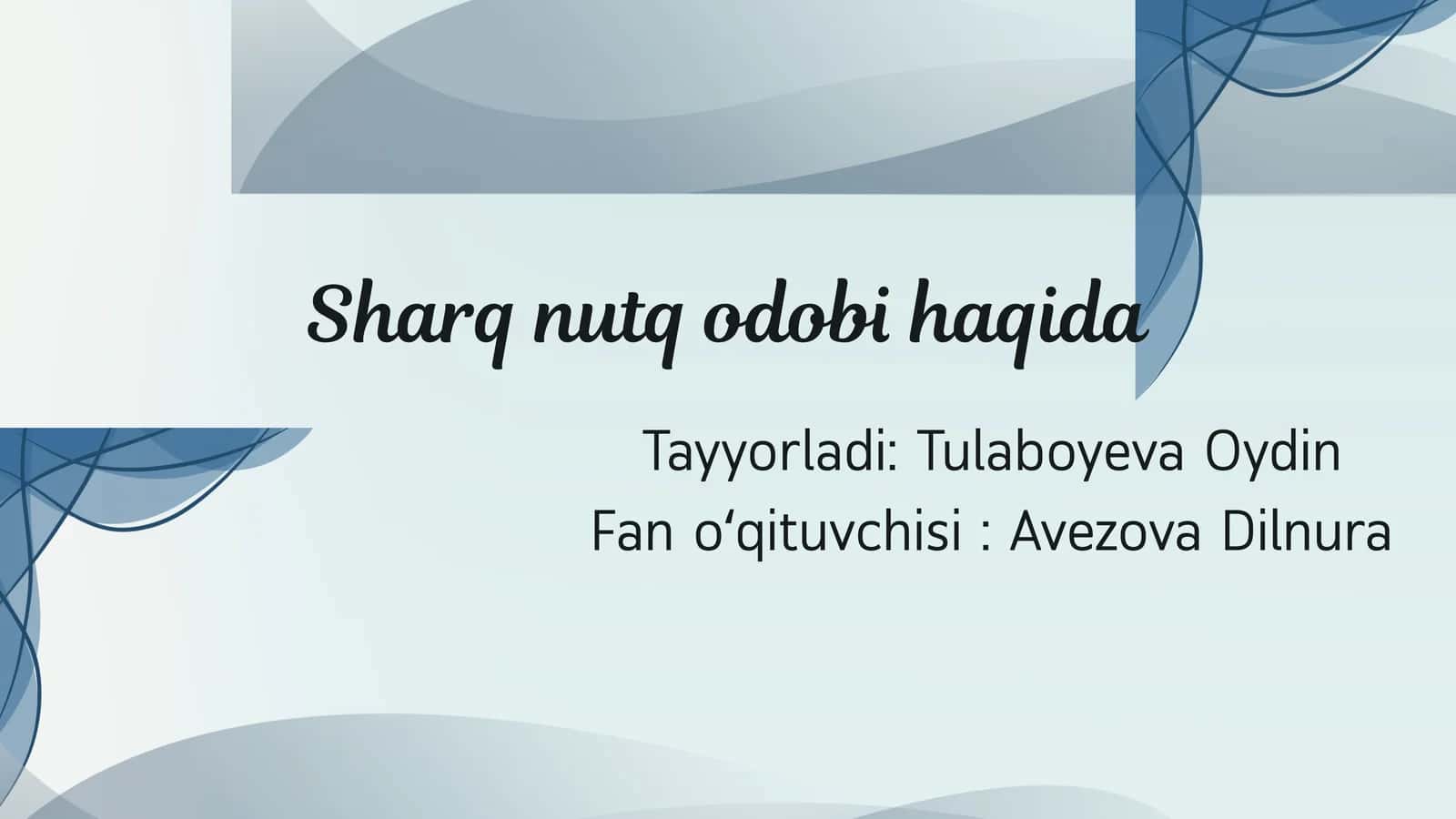 Sharq nutq odobi tushunchasi 1