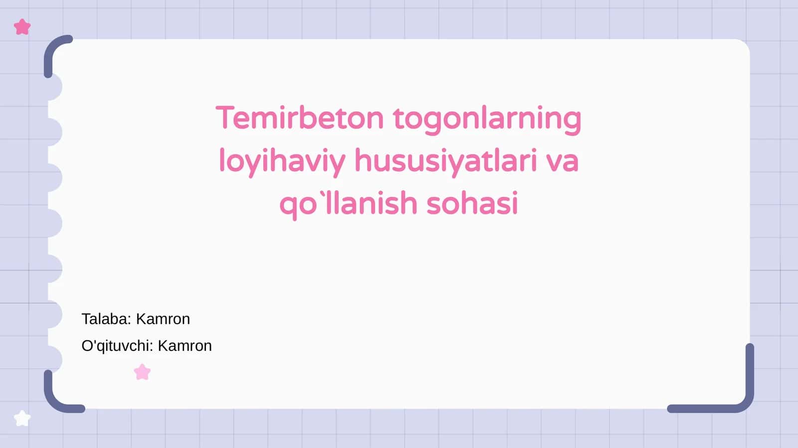 Temirbeton togonlarning loyihaviy hususiyatlari va qo`llanish sohasi 1