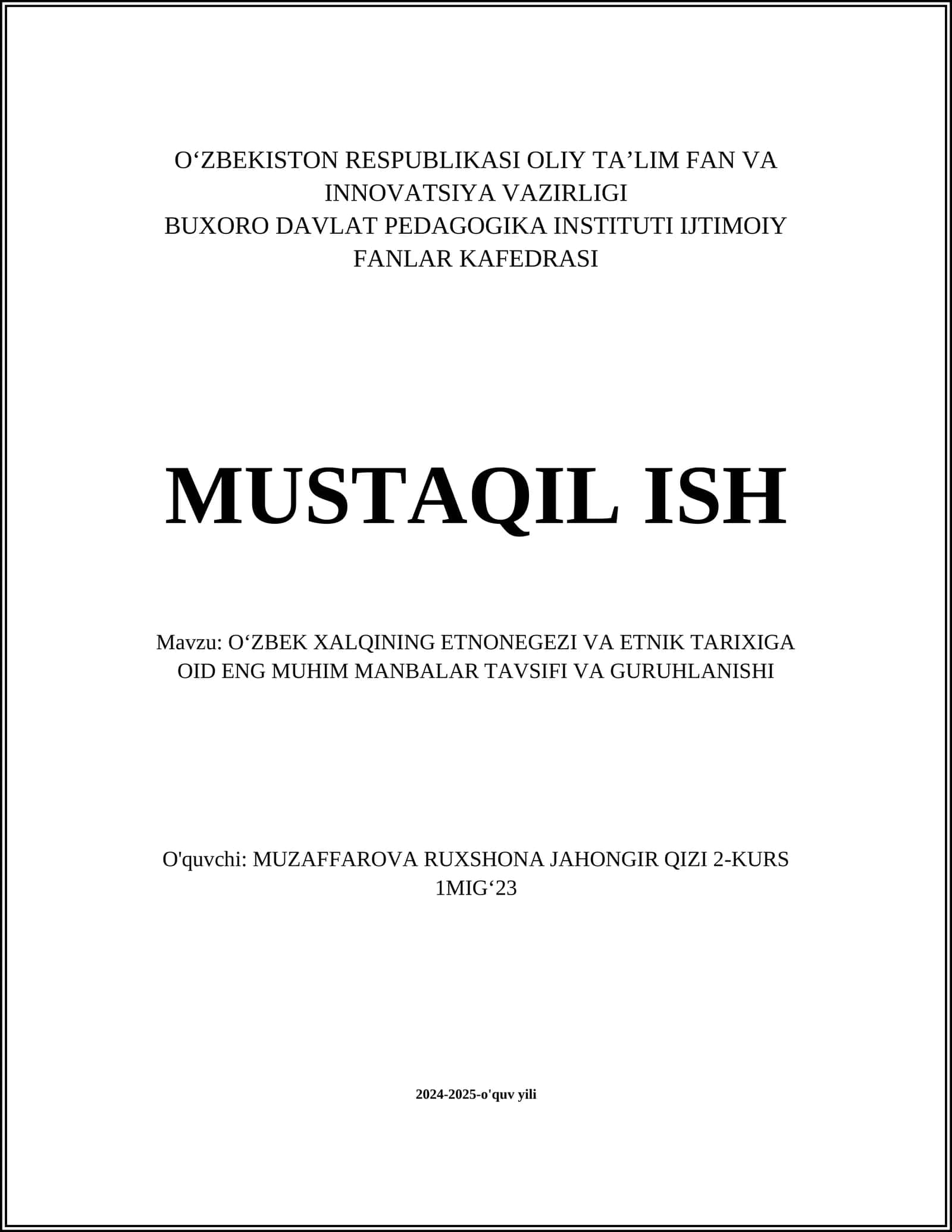 Oʻzbek xalqining etnogenezi: ilmiy tadqiqotlar 1