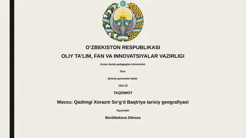 Qadimgi Xorazm Soʻgʻd Baqtriya tarixiy geografiyasi 1