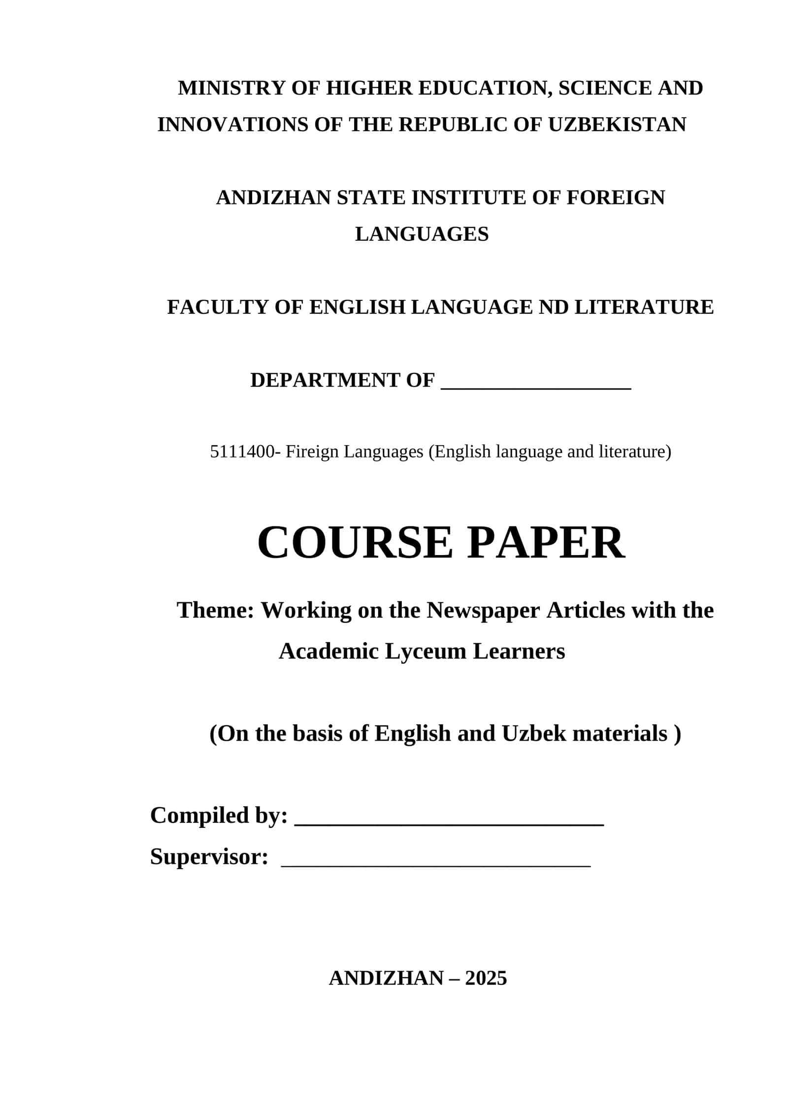 Newspaper Articles with Academic Lyceum Learners 1
