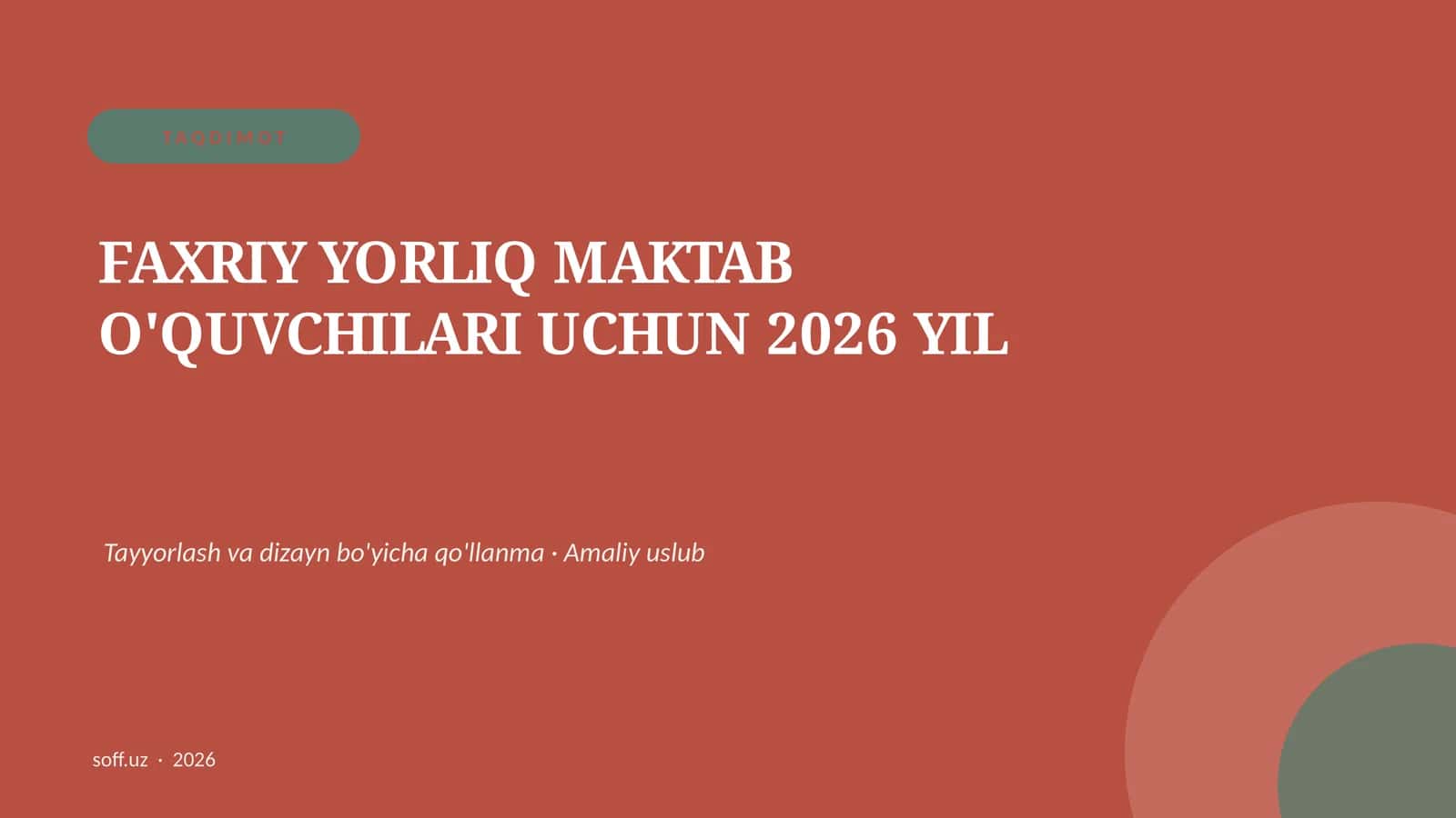 Tayyorlash va dizayn bo'yicha qo'llanma 1