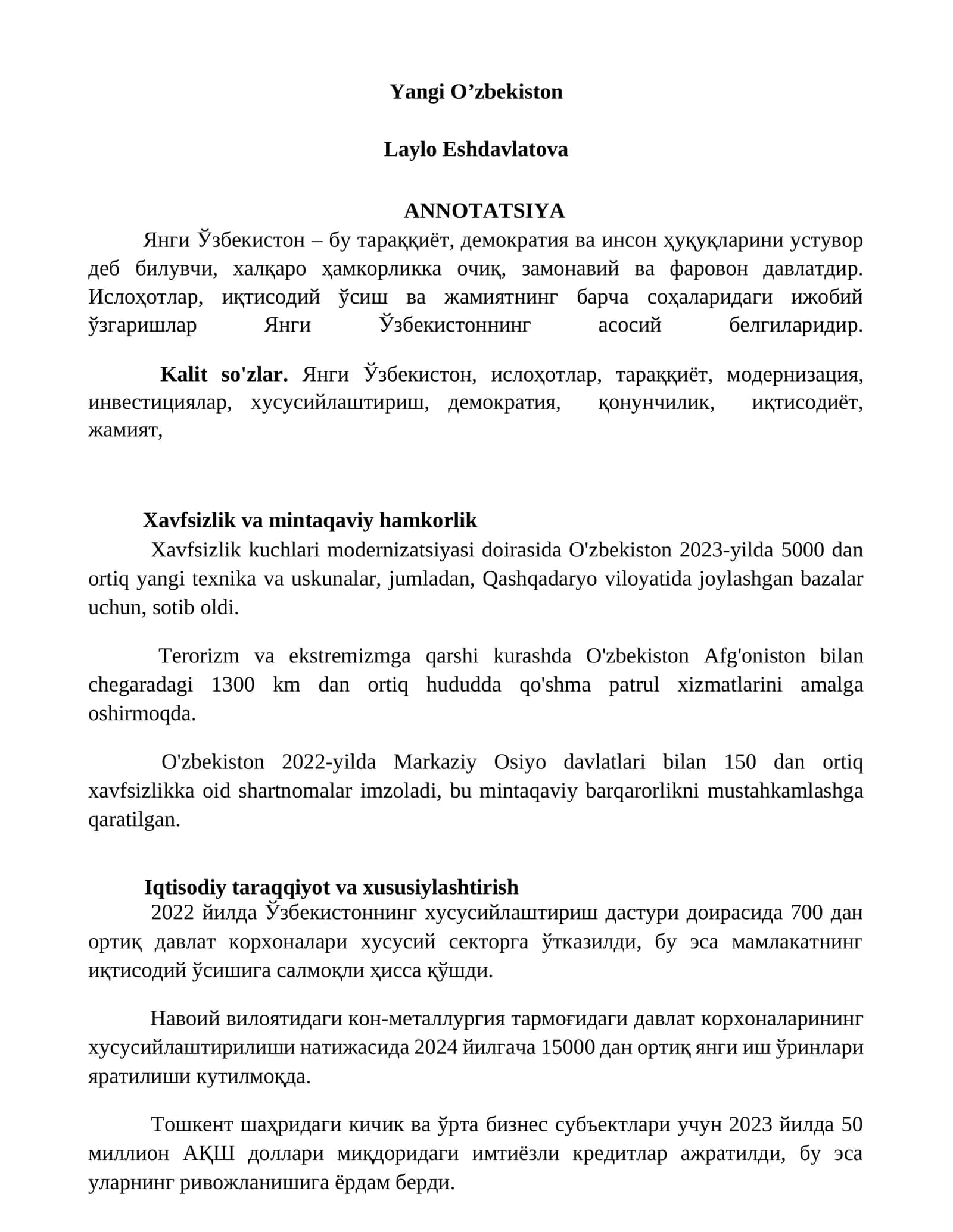 Yangi O’zbekiston 1