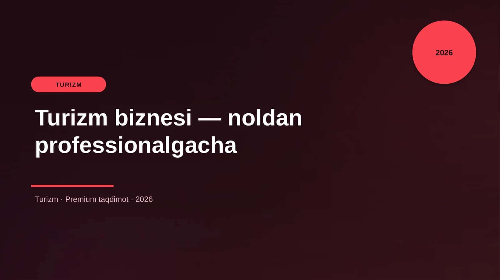 Turizm biznesi — noldan professionalgacha 1