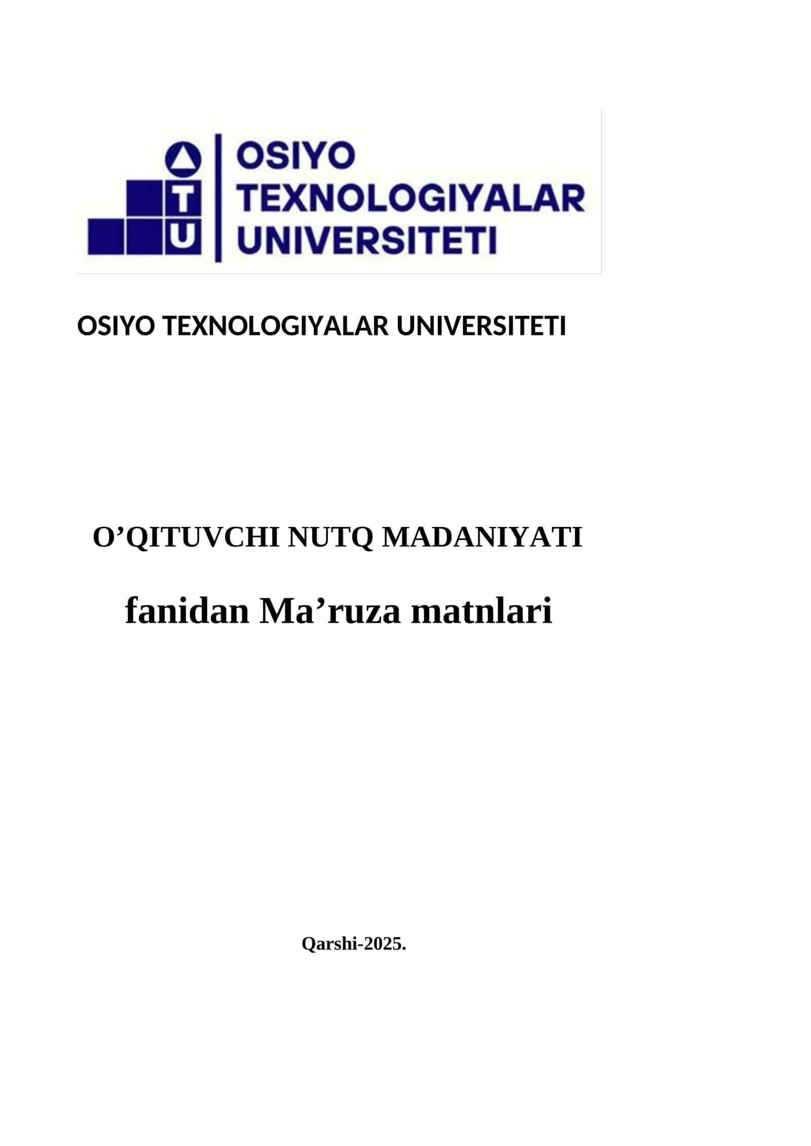 O’QITUVCHI NUTQ MADANIYATI 1