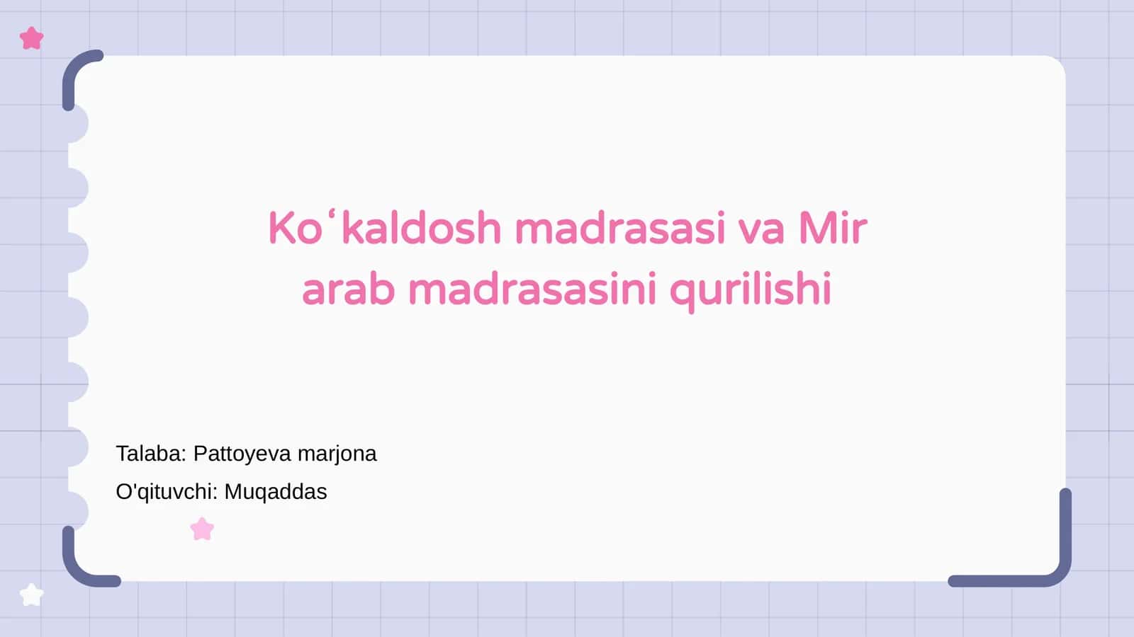 Koʻkaldosh madrasasi va Mir arab madrasasini qurilishi 1