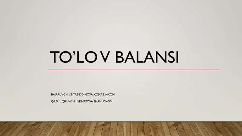 To’lov balansi 1